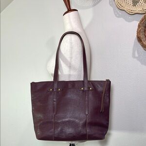 Fossil Felicity Satchel Tote Bordeaux Leather Bag Purse Double Shoulder Strap